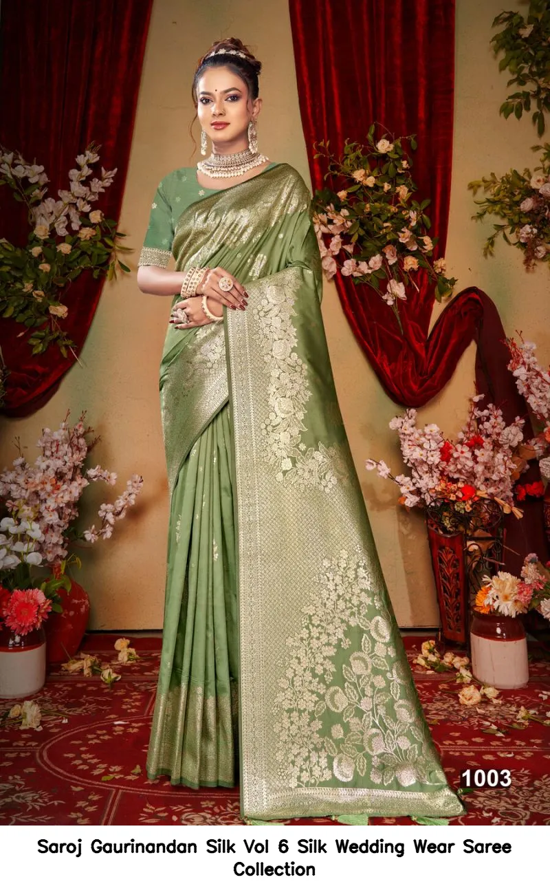 Saroj Gaurinandan Silk Vol 6 Silk Wedding Wear Saree Collection - Image 5