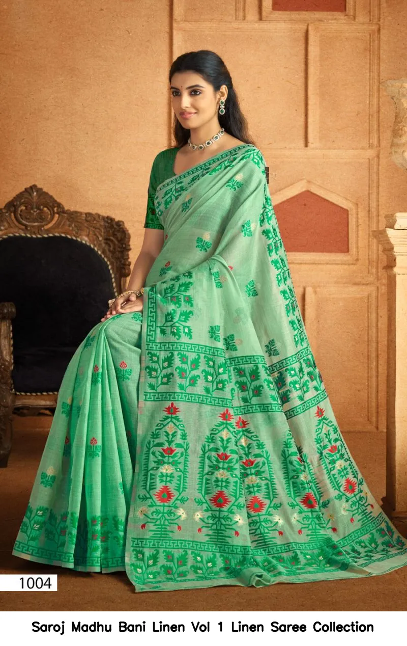 Saroj Madhu Bani Linen Vol 1 Linen Saree Collection - Image 3