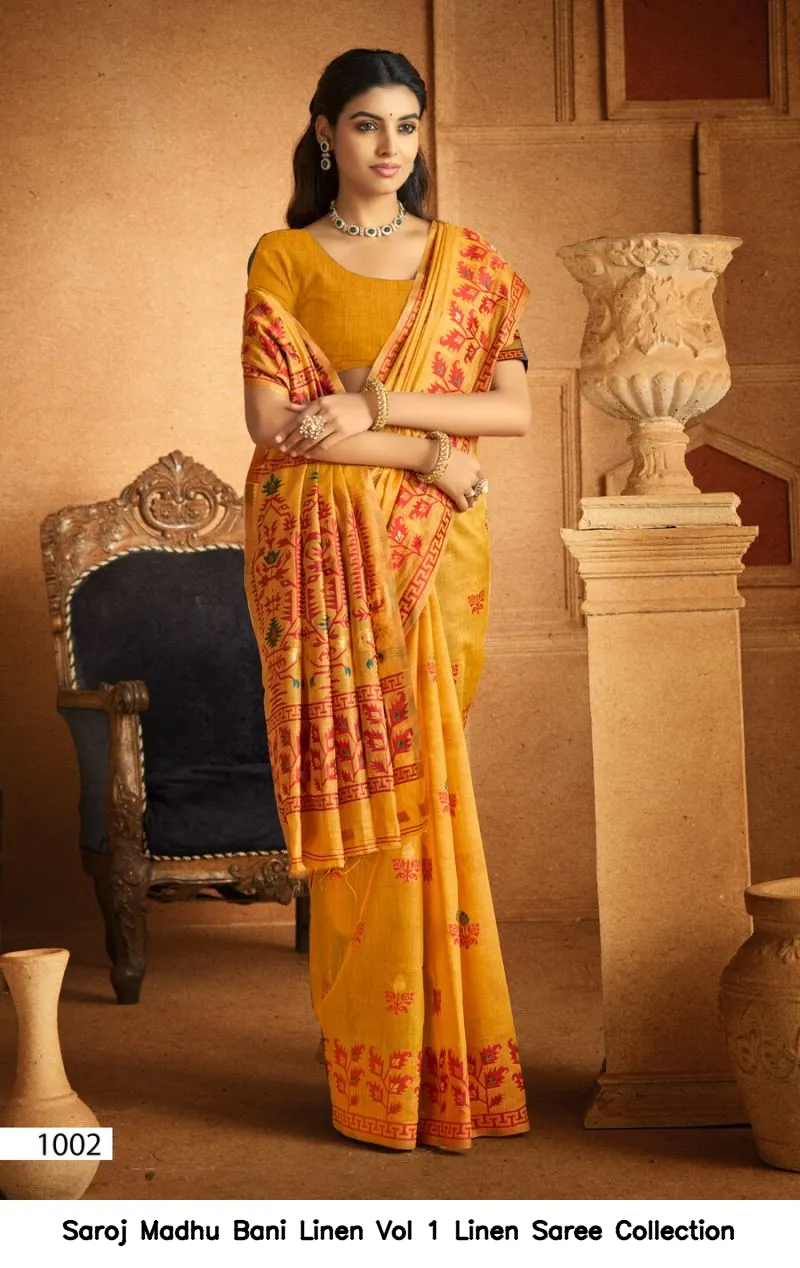 Saroj Madhu Bani Linen Vol 1 Linen Saree Collection - Image 4