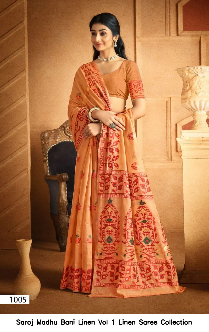 Saroj Madhu Bani Linen Vol 1 Linen Saree Collection - Image 5
