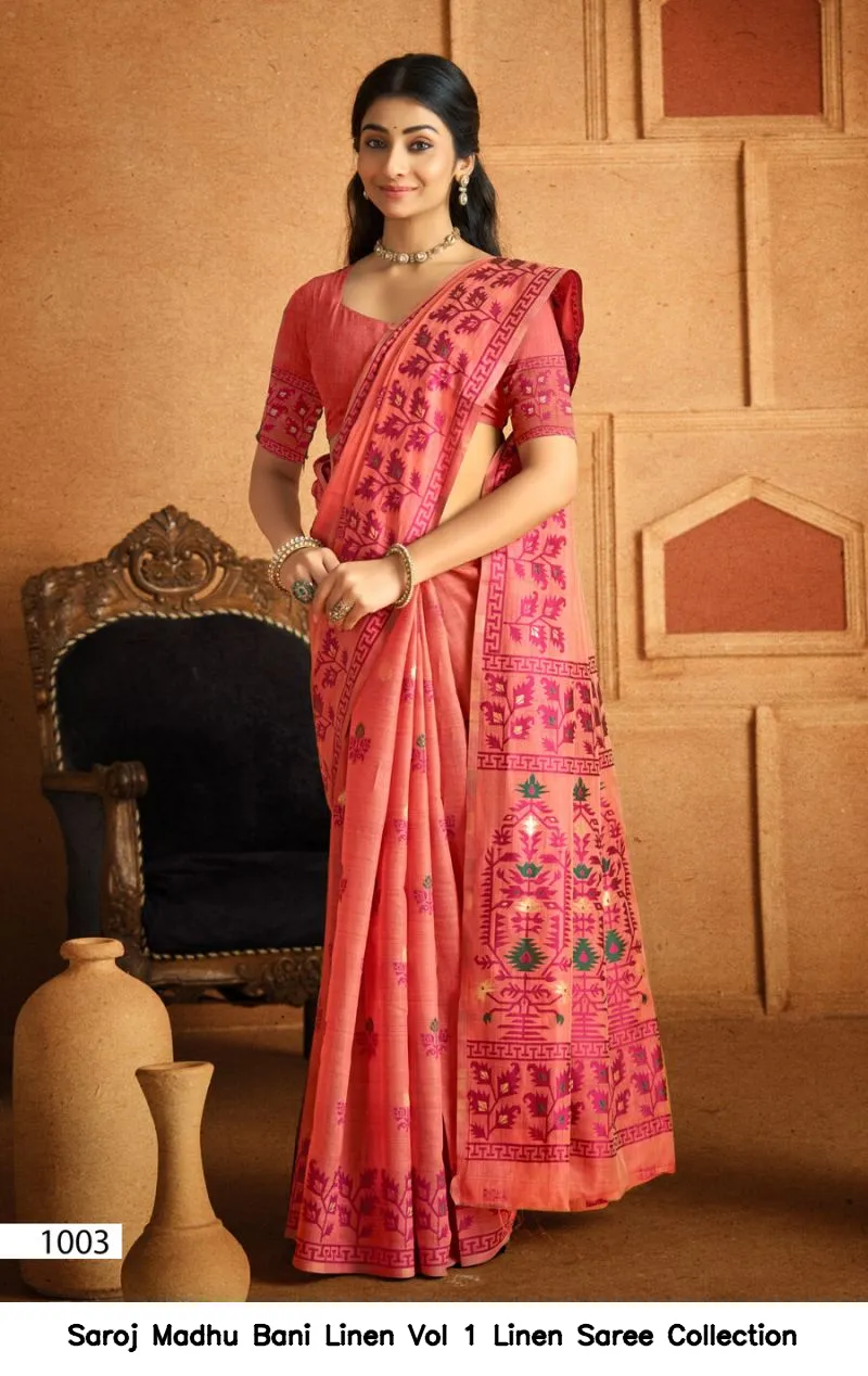 Saroj Madhu Bani Linen Vol 1 Linen Saree Collection - Image 6