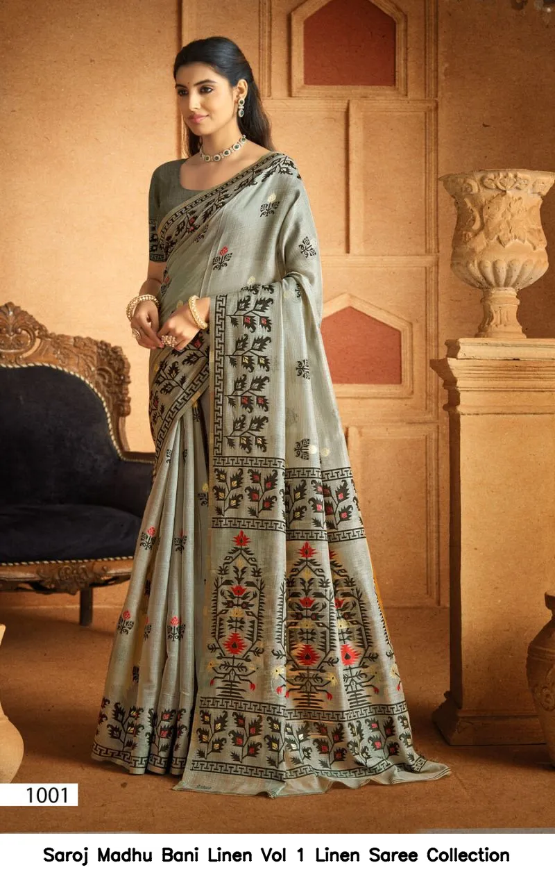 Saroj Madhu Bani Linen Vol 1 Linen Saree Collection - Image 7