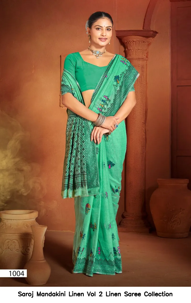 Saroj Mandakini Linen Vol 2 Linen Saree Collection - Image 2