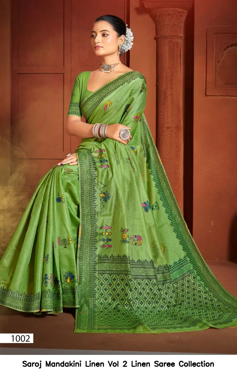 Saroj Mandakini Linen Vol 2 Linen Saree Collection - Image 3