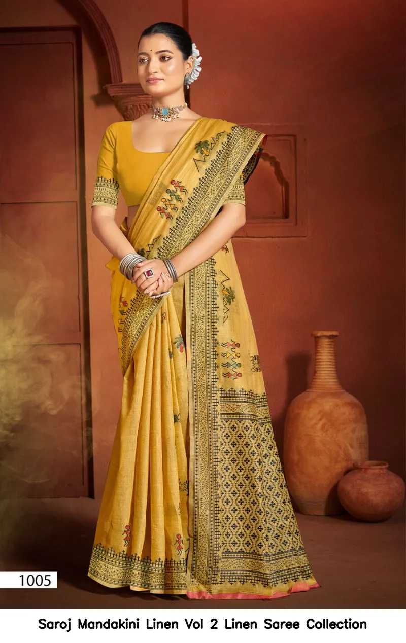 Saroj Mandakini Linen Vol 2 Linen Saree Collection - Image 4