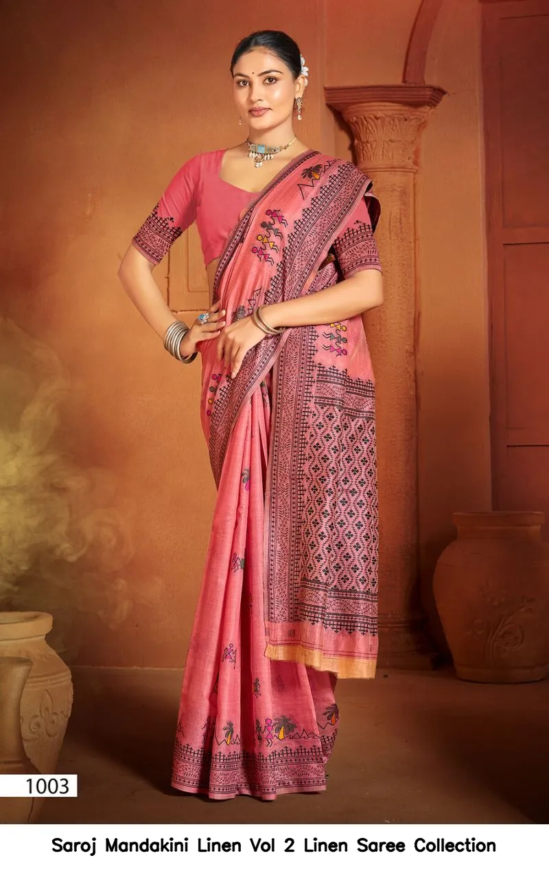 Saroj Mandakini Linen Vol 2 Linen Saree Collection - Image 5