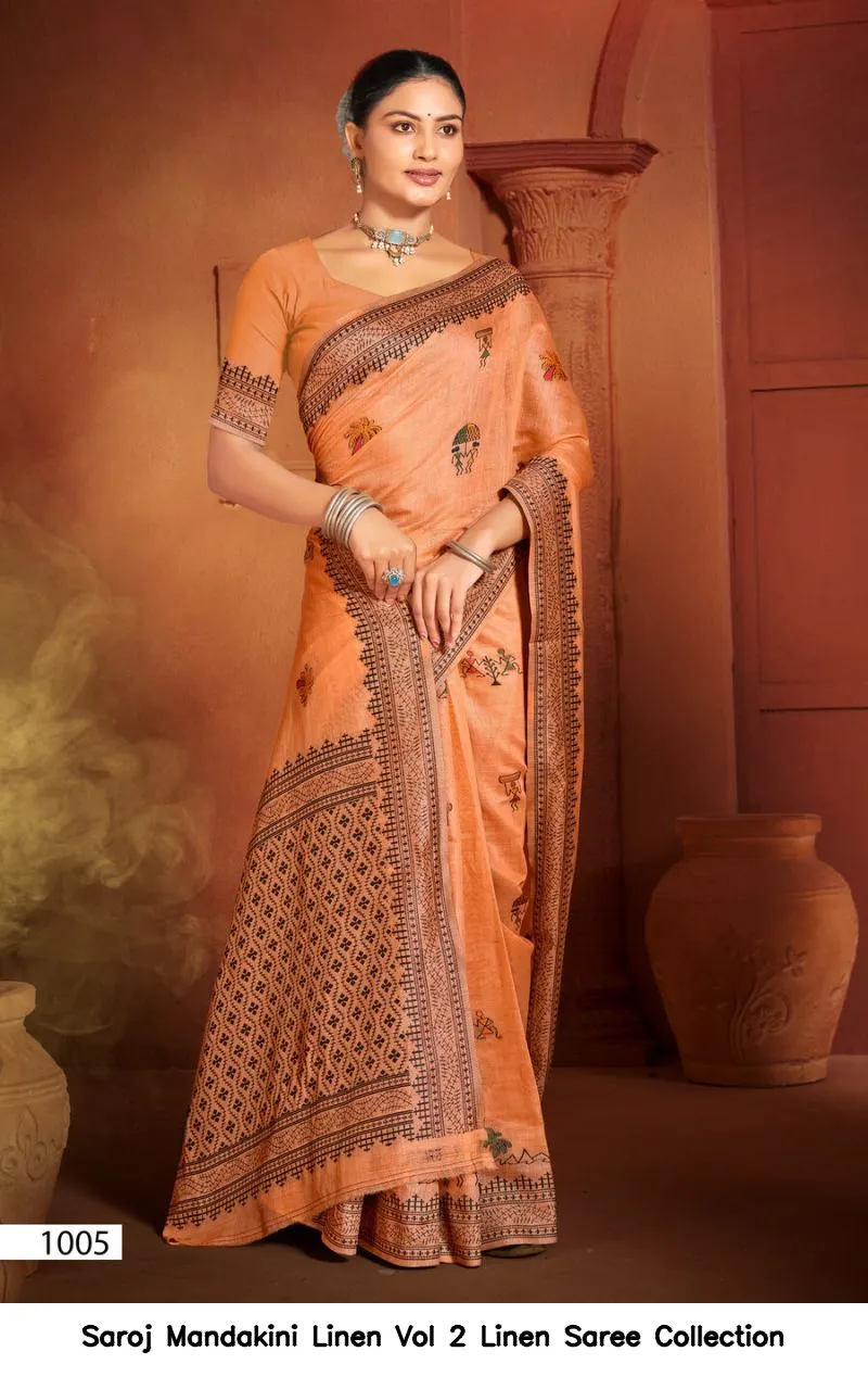 Saroj Mandakini Linen Vol 2 Linen Saree Collection - Image 6