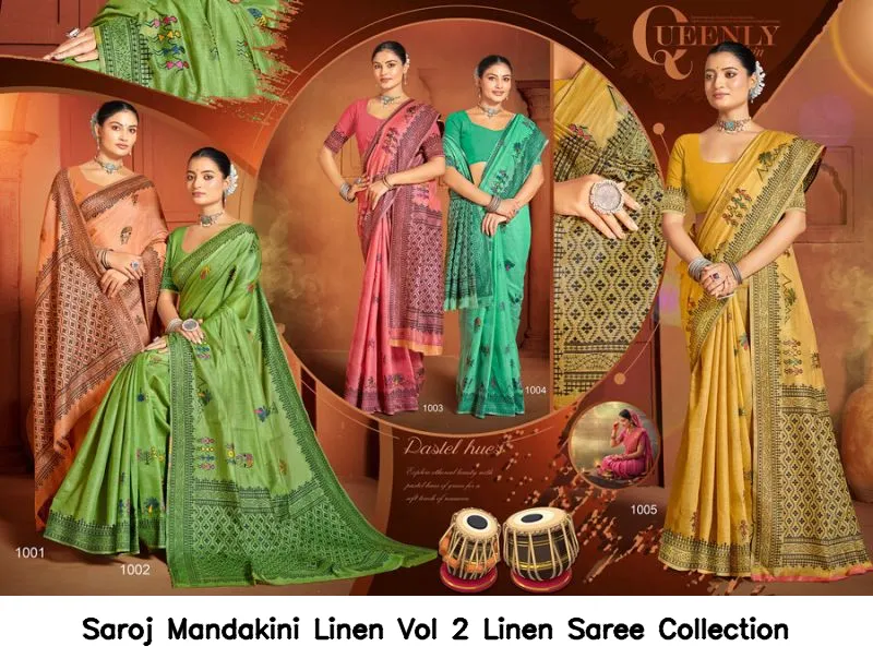 Saroj Mandakini Linen Vol 2 Linen Saree Collection - Image 7