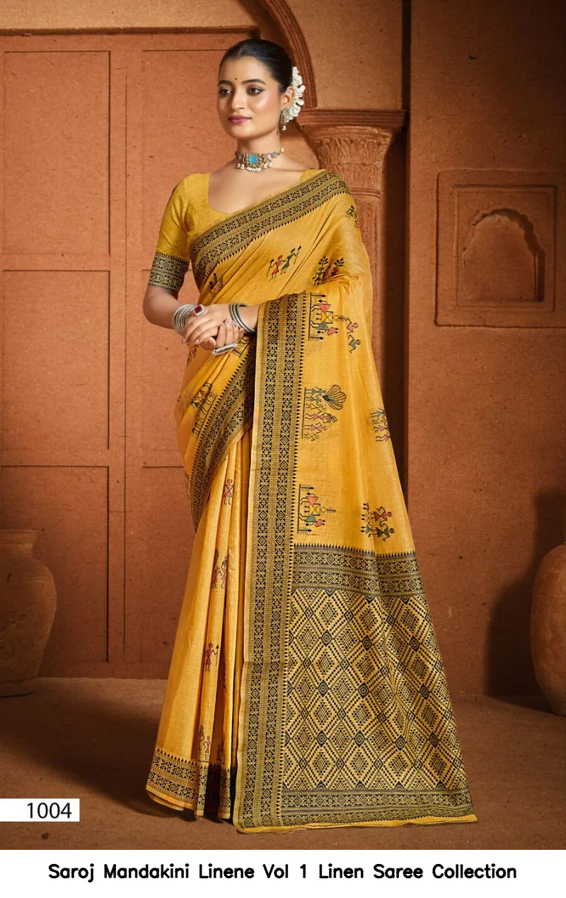 Saroj Mandakini Linene Vol 1 Linen Saree Collection - Image 2