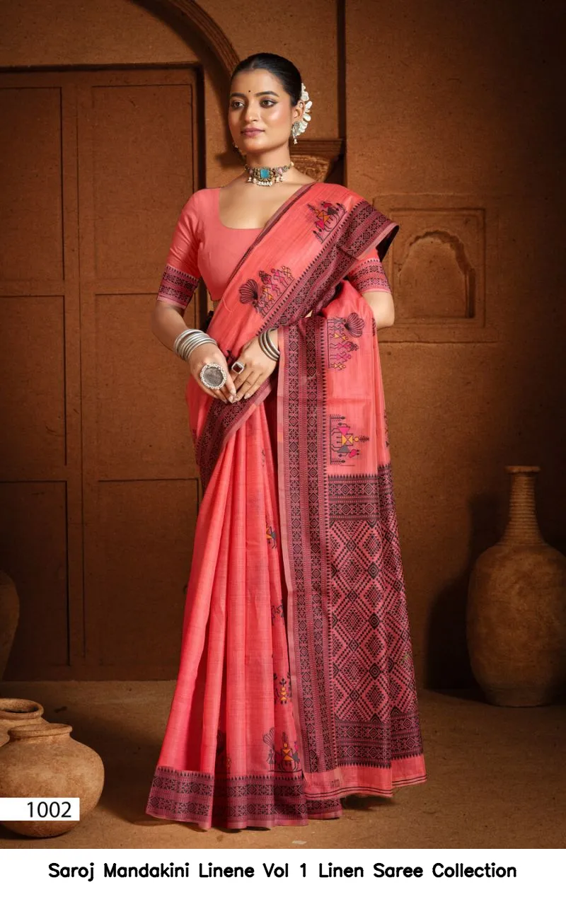 Saroj Mandakini Linene Vol 1 Linen Saree Collection - Image 3