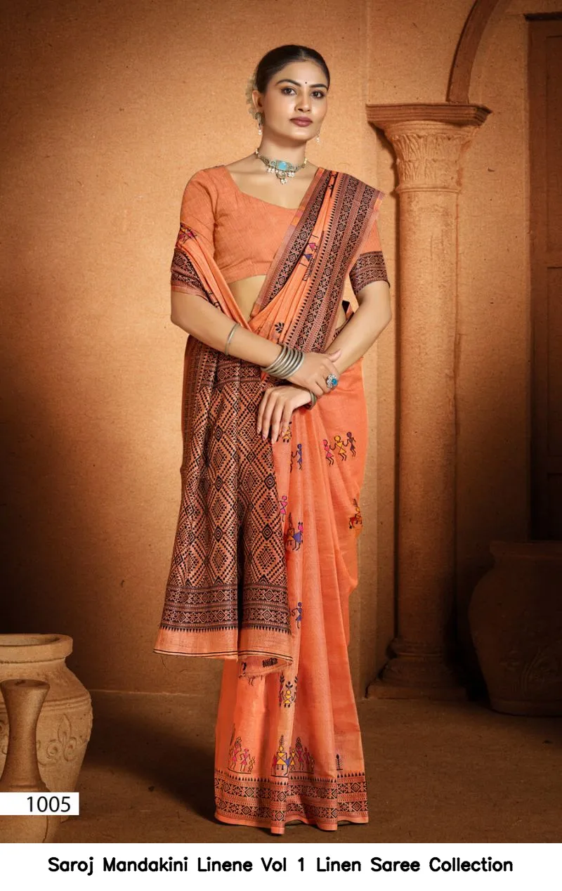 Saroj Mandakini Linene Vol 1 Linen Saree Collection - Image 4