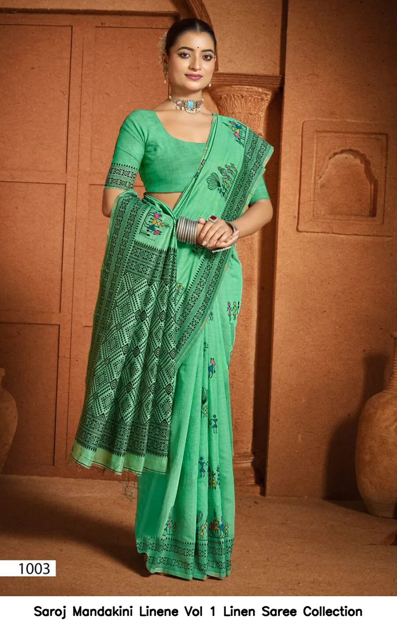 Saroj Mandakini Linene Vol 1 Linen Saree Collection - Image 5