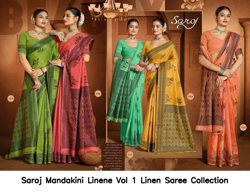 Saroj Mandakini Linene Vol 1 Linen Saree Collection - Image 7