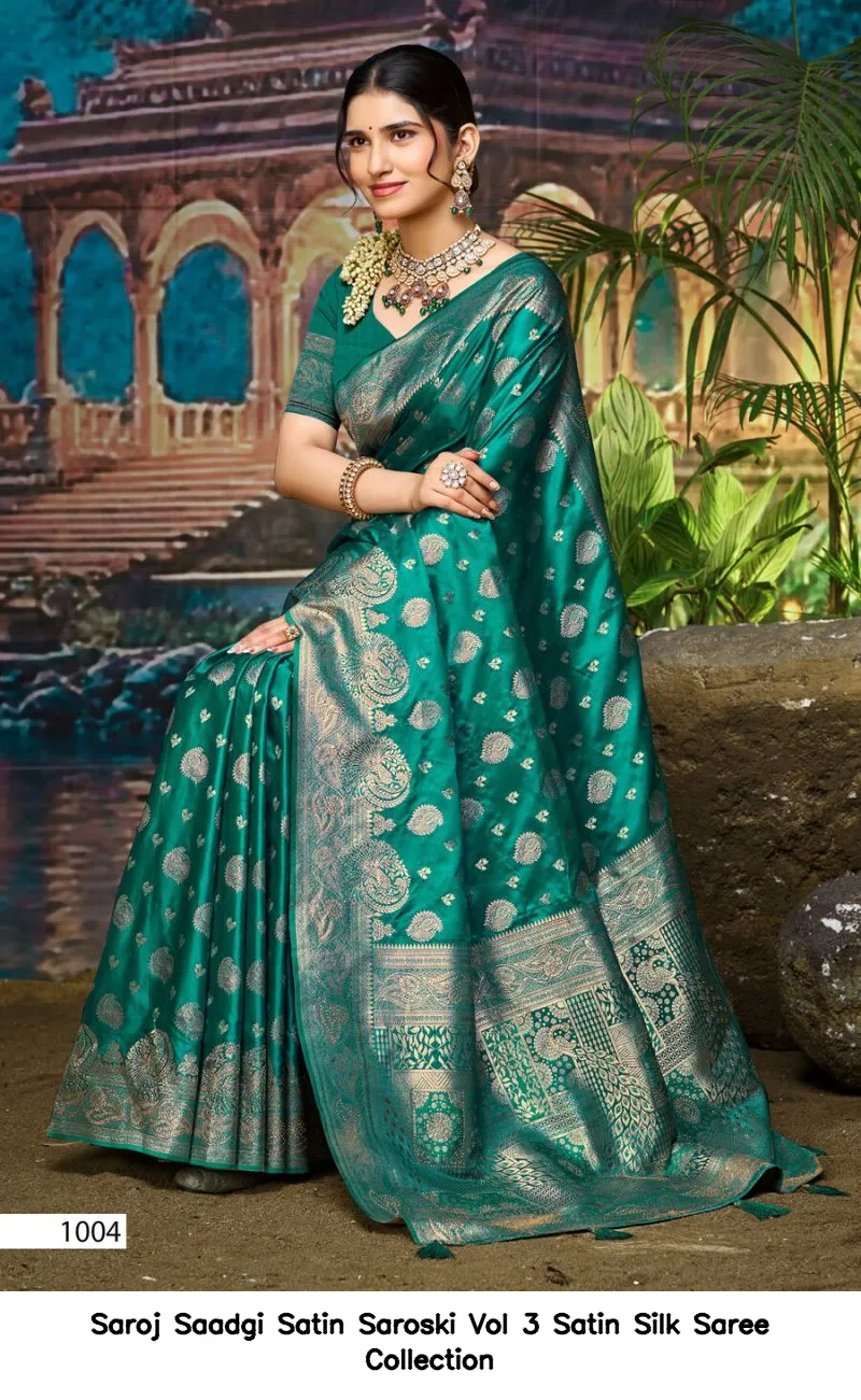 Saroj Saadgi Satin Saroski Vol 3 Satin Silk Saree Collection - Image 2