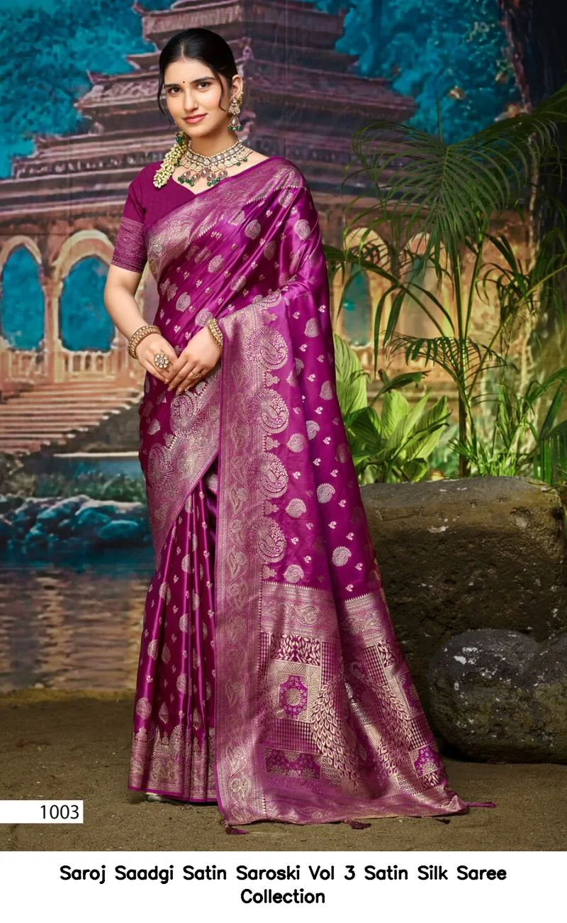 Saroj Saadgi Satin Saroski Vol 3 Satin Silk Saree Collection - Image 5