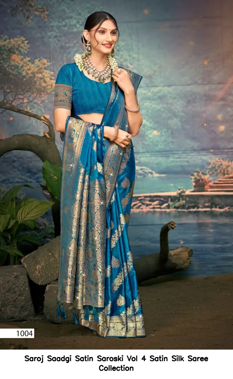 Saroj Saadgi Satin Saroski Vol 4 Satin Silk Saree Collection - Image 2