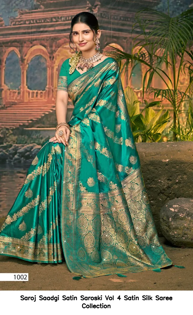 Saroj Saadgi Satin Saroski Vol 4 Satin Silk Saree Collection - Image 3