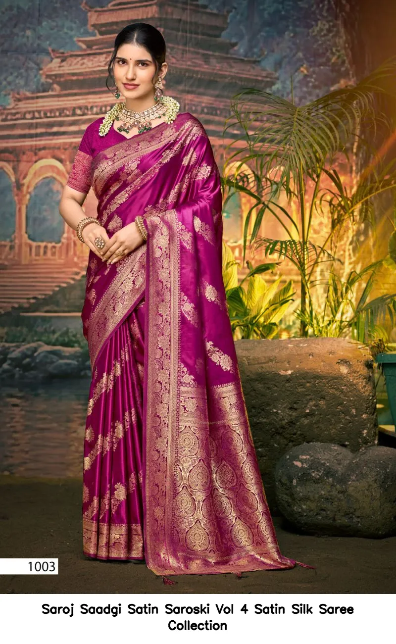 Saroj Saadgi Satin Saroski Vol 4 Satin Silk Saree Collection - Image 5
