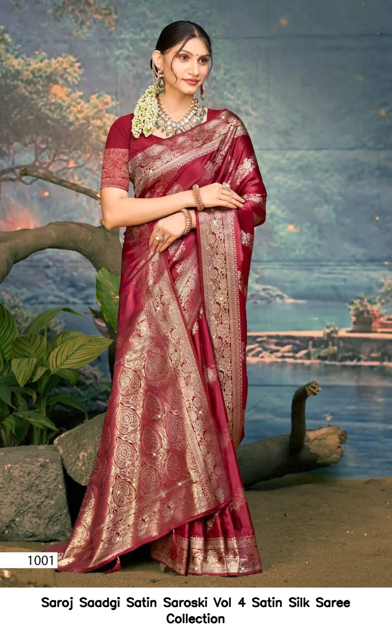 Saroj Saadgi Satin Saroski Vol 4 Satin Silk Saree Collection - Image 6