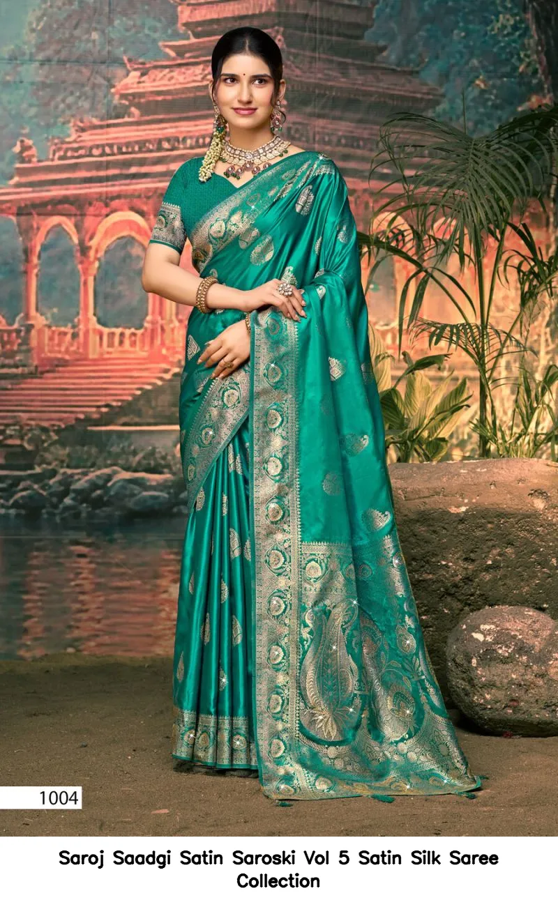 Saroj Saadgi Satin Saroski Vol 5 Satin Silk Saree Collection - Image 2