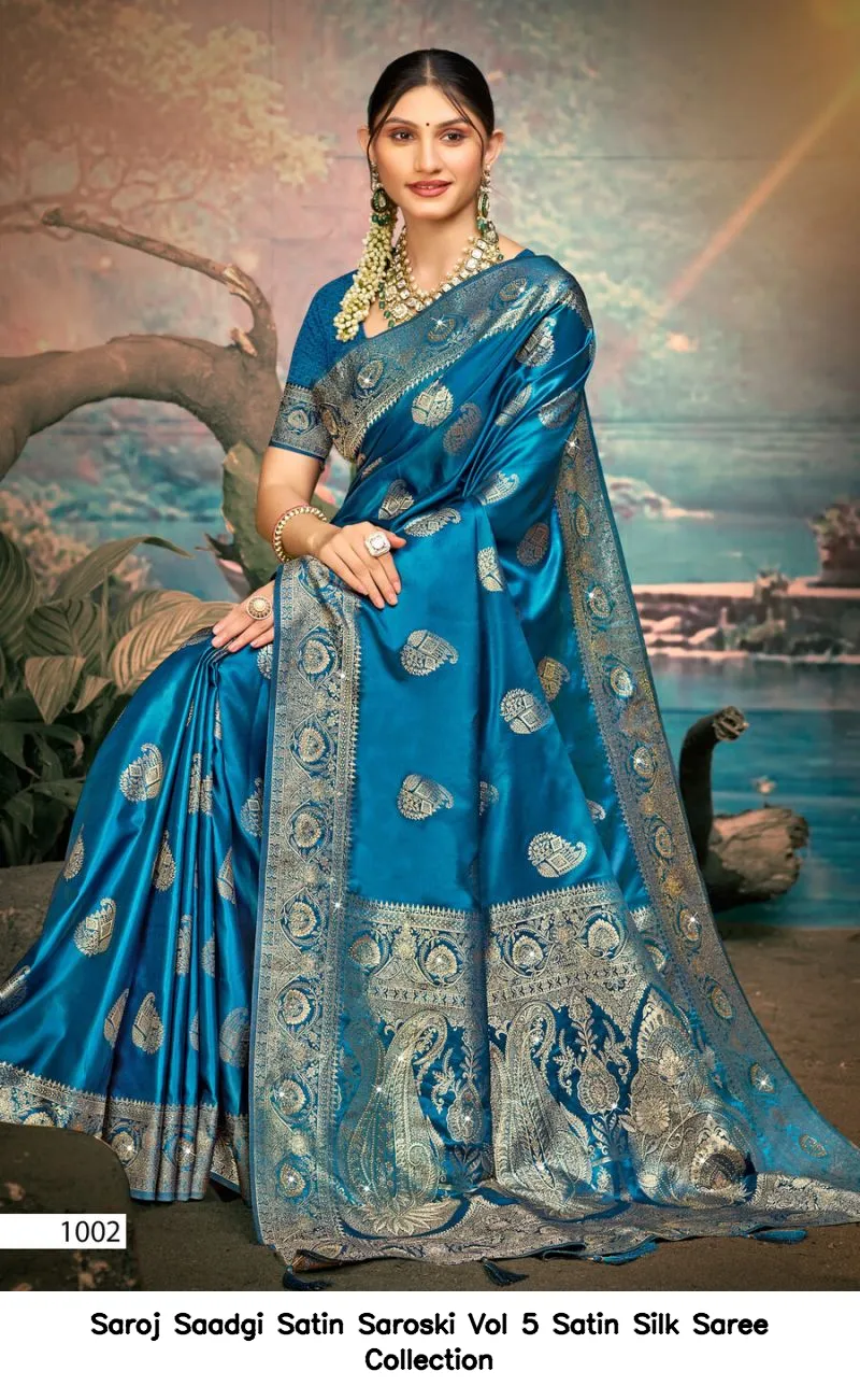 Saroj Saadgi Satin Saroski Vol 5 Satin Silk Saree Collection - Image 3