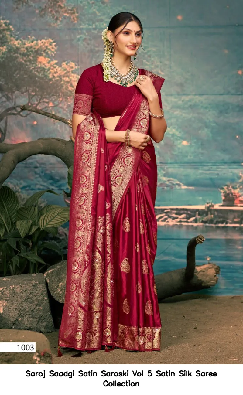 Saroj Saadgi Satin Saroski Vol 5 Satin Silk Saree Collection - Image 5