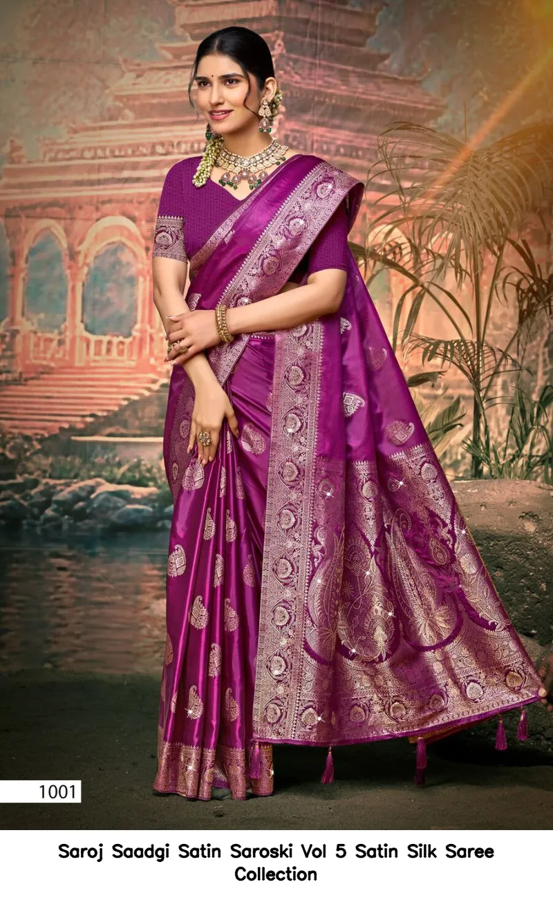 Saroj Saadgi Satin Saroski Vol 5 Satin Silk Saree Collection - Image 6