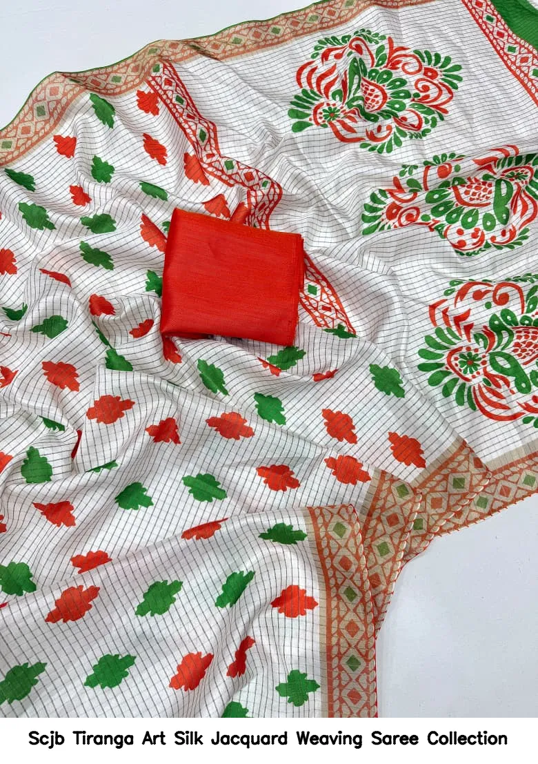 Scjb Tiranga Art Silk Jacquard Weaving Saree Collection - Image 2