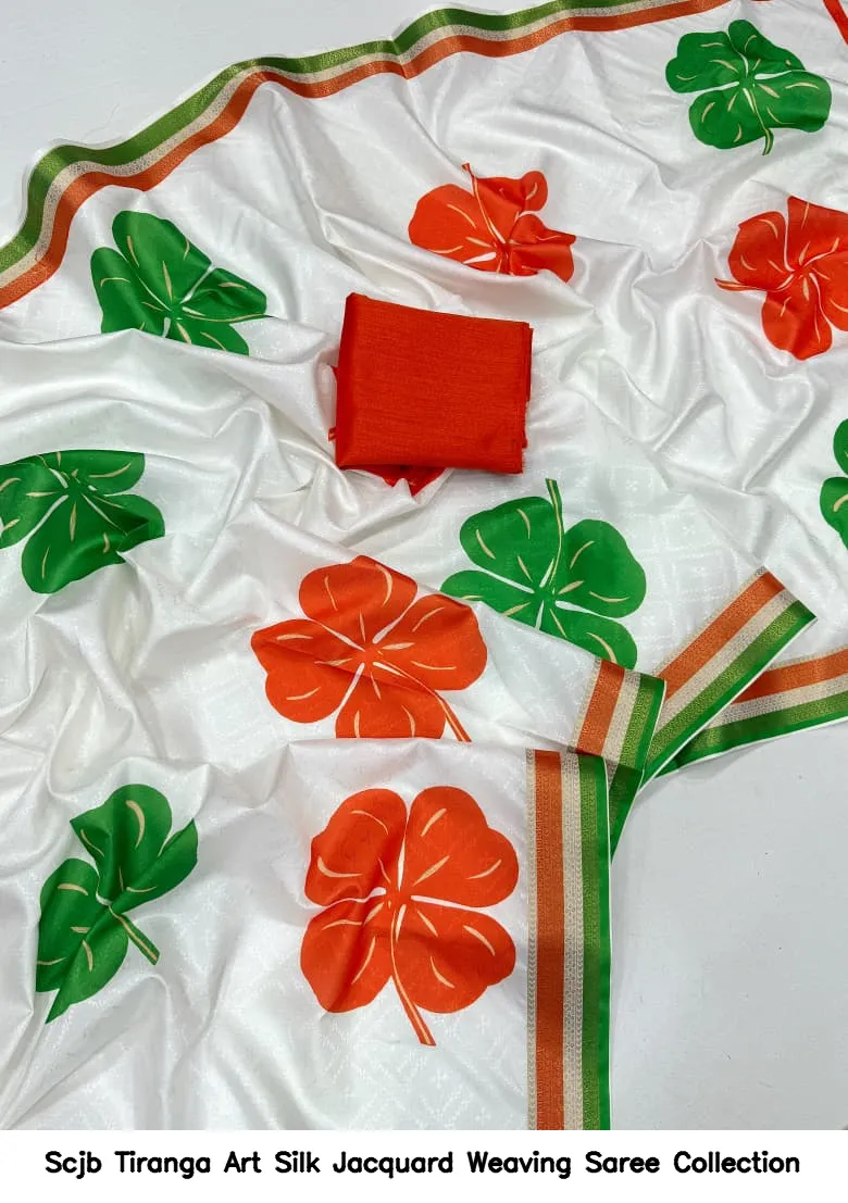 Scjb Tiranga Art Silk Jacquard Weaving Saree Collection - Image 3