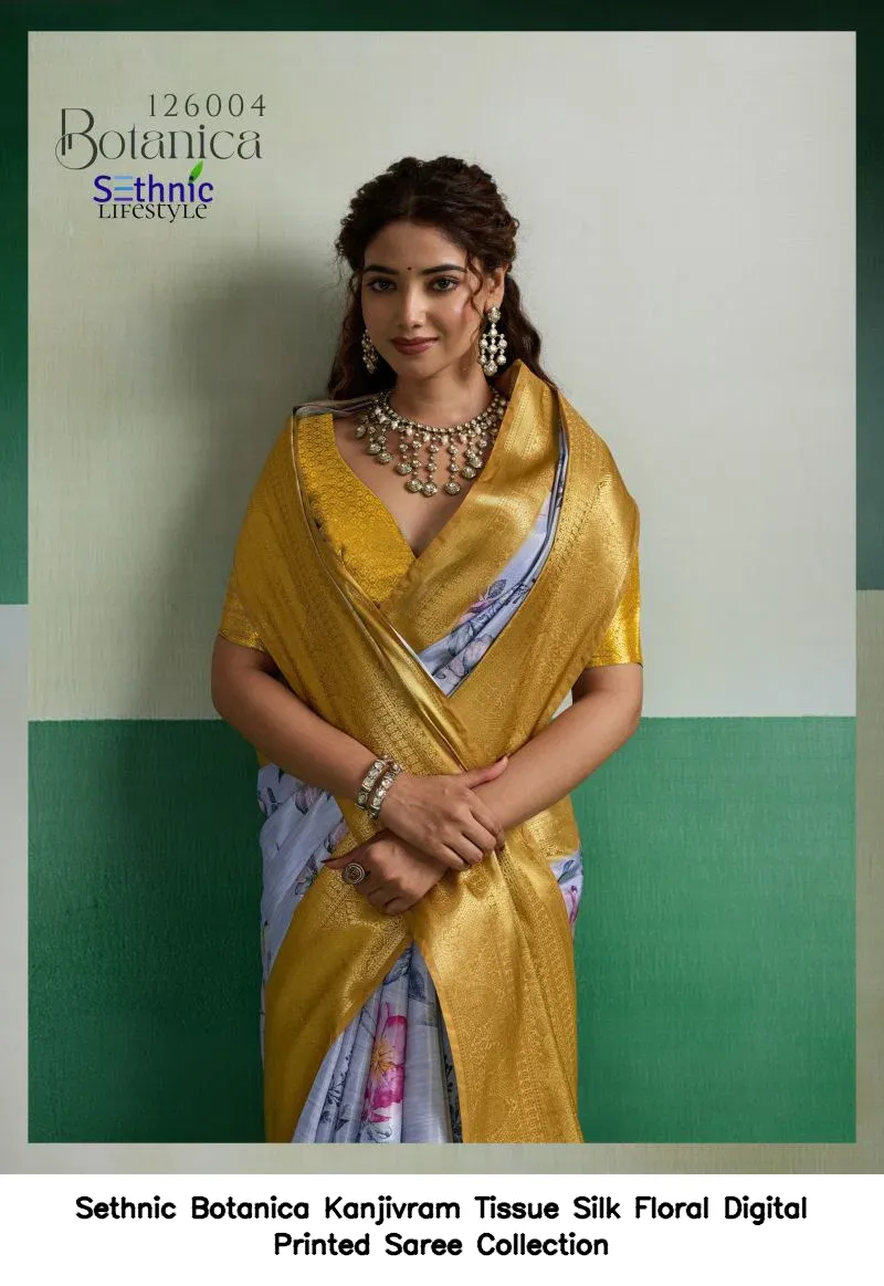 Sethnic Botanica Kanjivram Tissue Silk Floral Digital Printed Saree Collection - Image 2