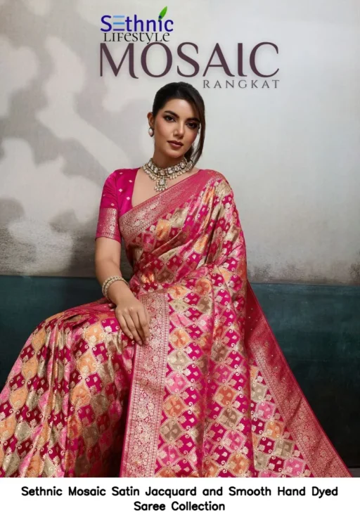 Sethnic Mosaic Satin Jacquard and Smooth Hand Dyed Saree Collection
