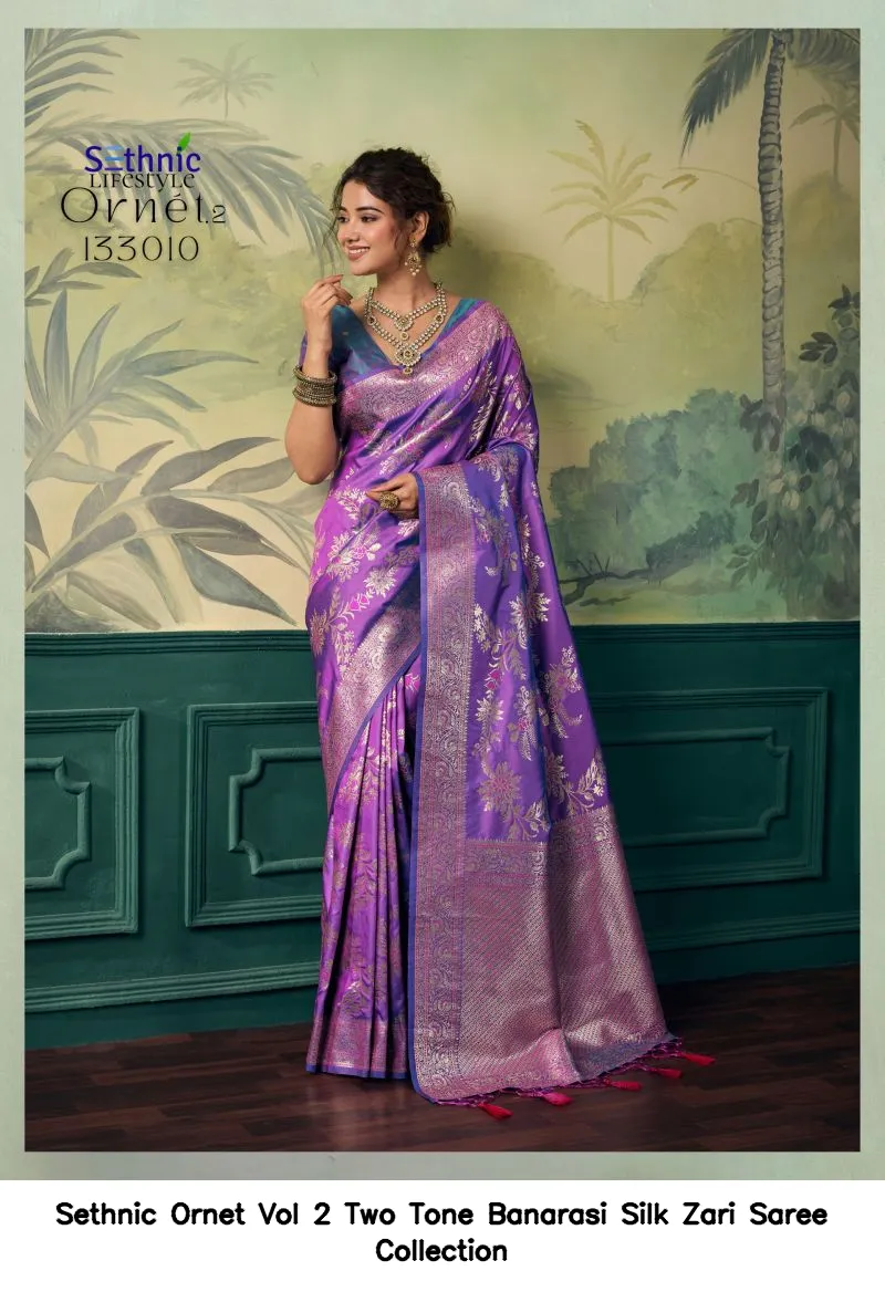 Sethnic Ornet Vol 2 Two Tone Banarasi Silk Zari Saree Collection - Image 11