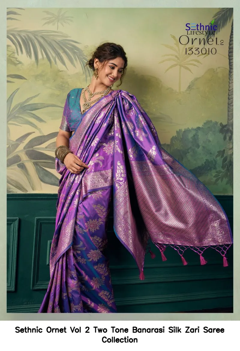 Sethnic Ornet Vol 2 Two Tone Banarasi Silk Zari Saree Collection - Image 12