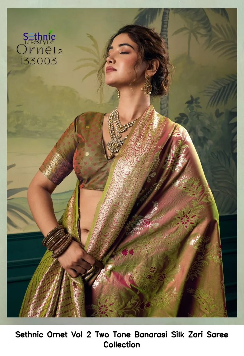 Sethnic Ornet Vol 2 Two Tone Banarasi Silk Zari Saree Collection - Image 14