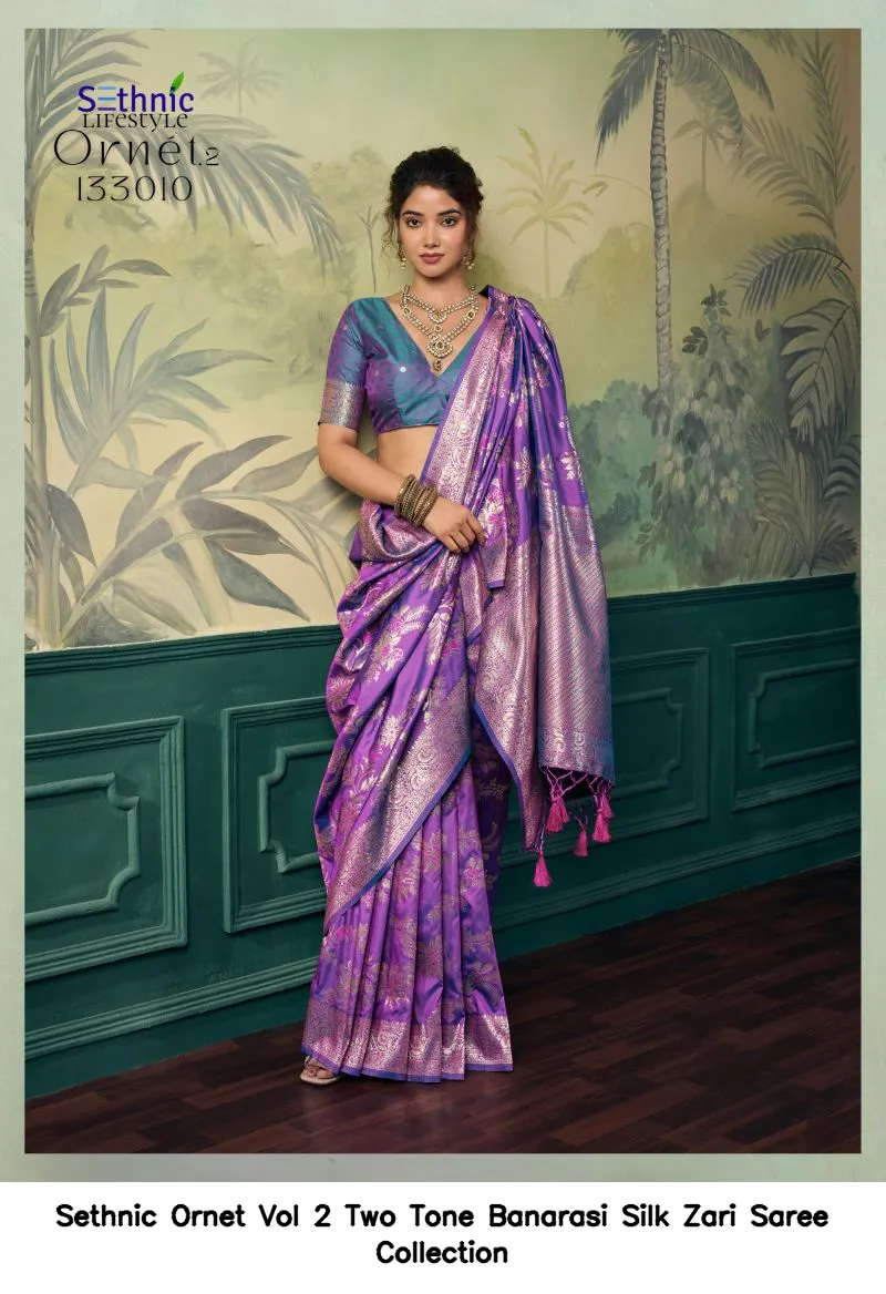 Sethnic Ornet Vol 2 Two Tone Banarasi Silk Zari Saree Collection - Image 16