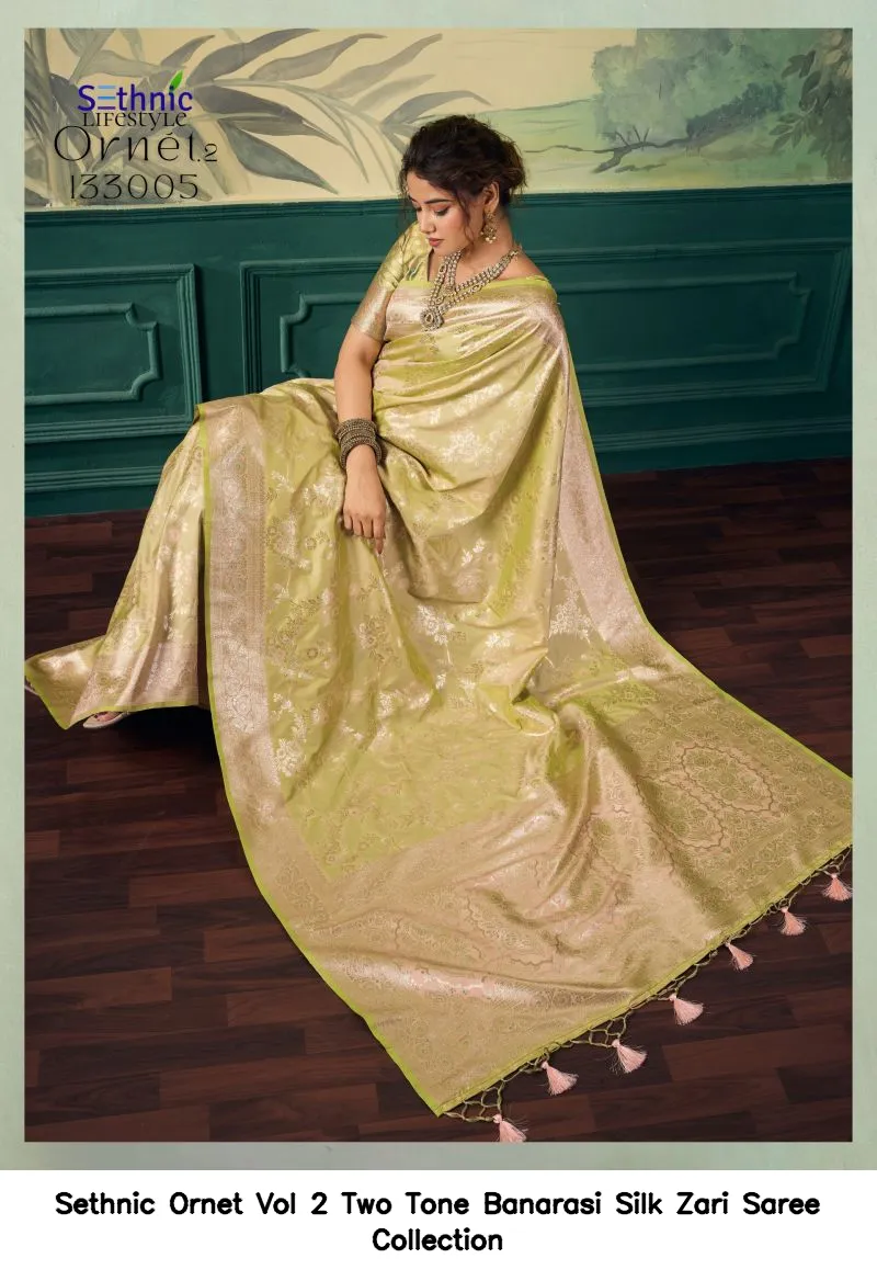 Sethnic Ornet Vol 2 Two Tone Banarasi Silk Zari Saree Collection - Image 17