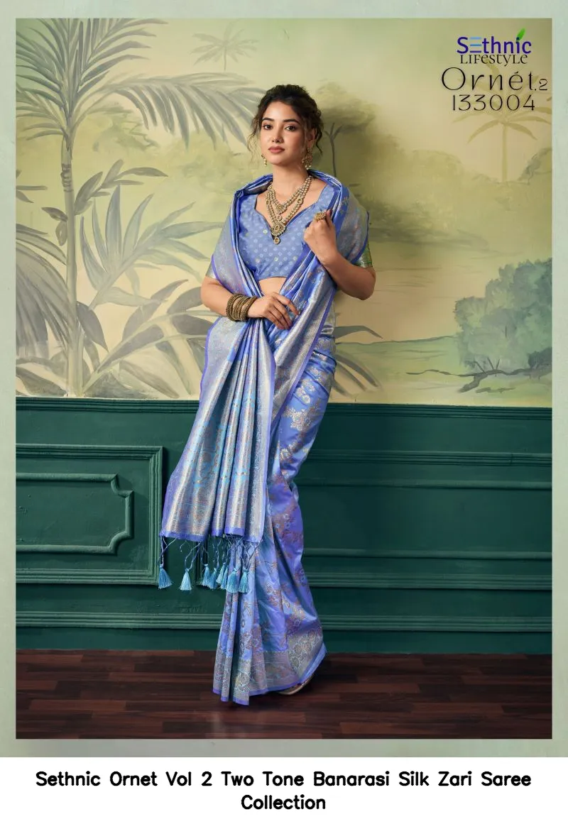 Sethnic Ornet Vol 2 Two Tone Banarasi Silk Zari Saree Collection - Image 18