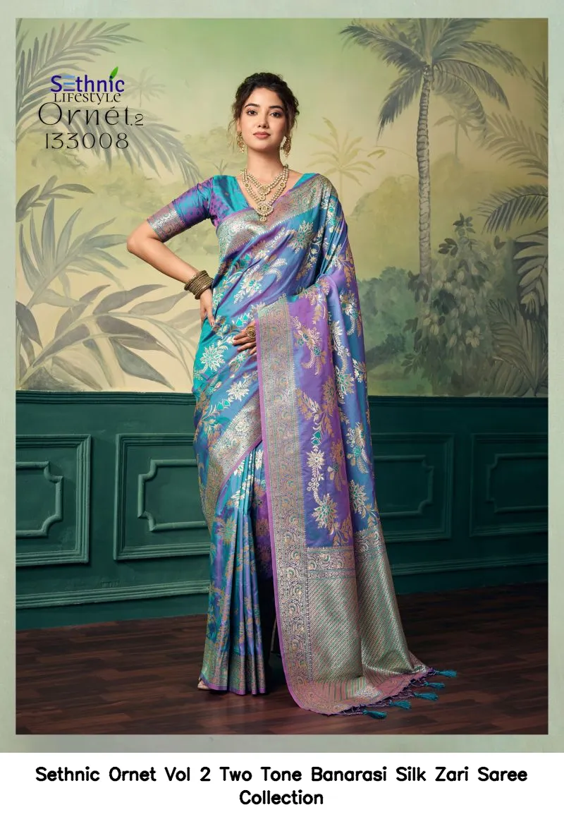 Sethnic Ornet Vol 2 Two Tone Banarasi Silk Zari Saree Collection - Image 19