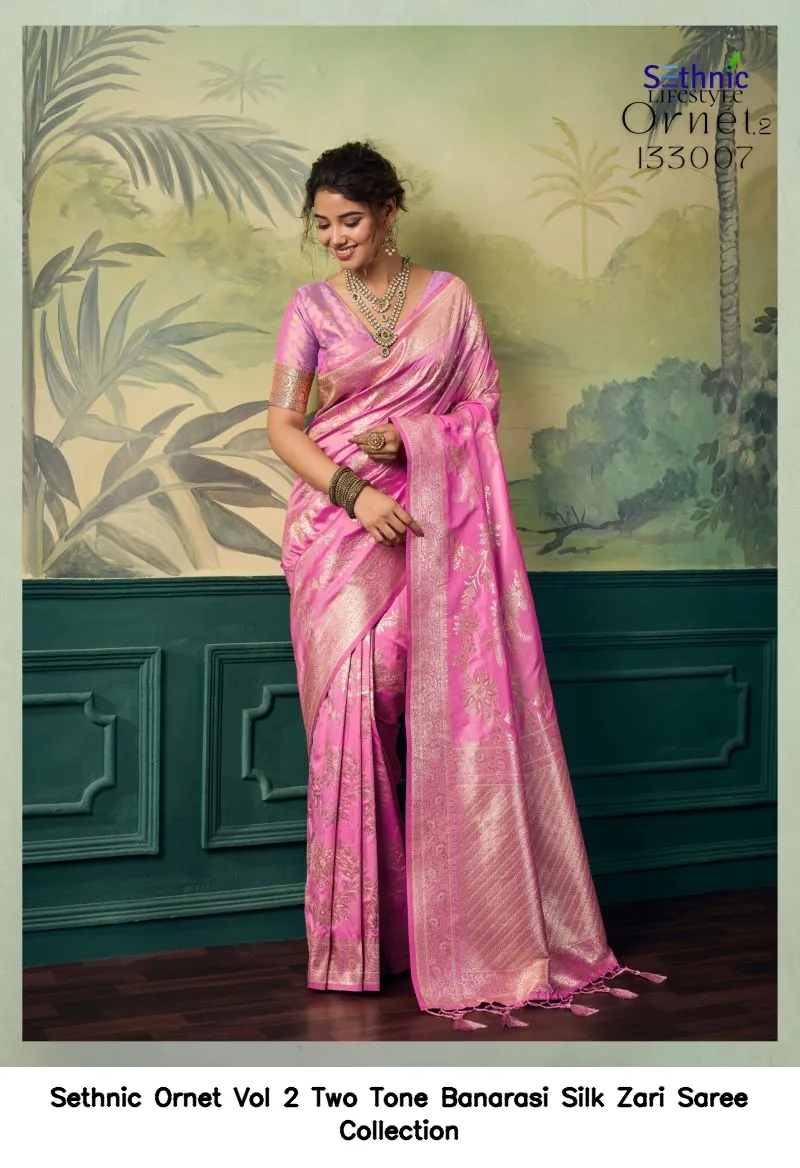 Sethnic Ornet Vol 2 Two Tone Banarasi Silk Zari Saree Collection - Image 2