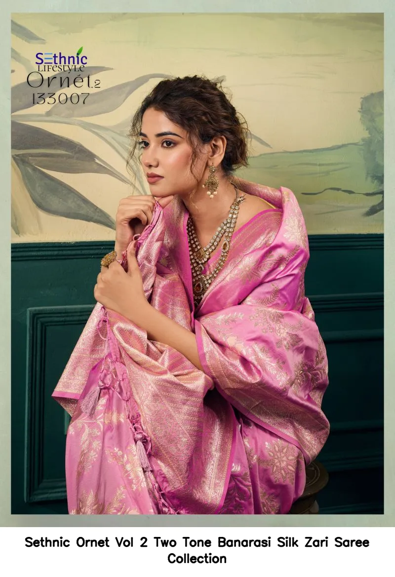 Sethnic Ornet Vol 2 Two Tone Banarasi Silk Zari Saree Collection - Image 20