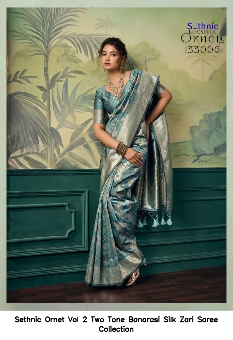 Sethnic Ornet Vol 2 Two Tone Banarasi Silk Zari Saree Collection - Image 21