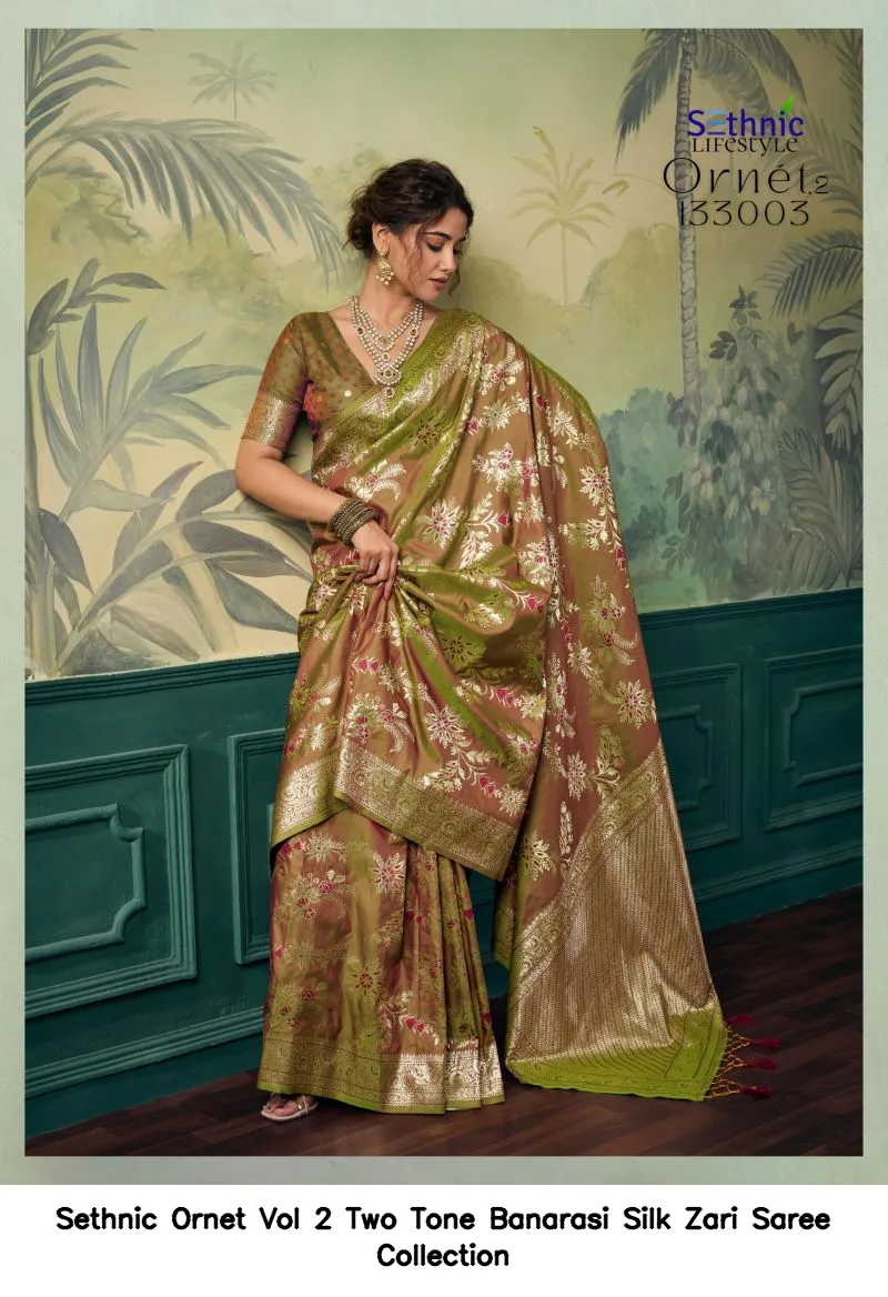 Sethnic Ornet Vol 2 Two Tone Banarasi Silk Zari Saree Collection - Image 22