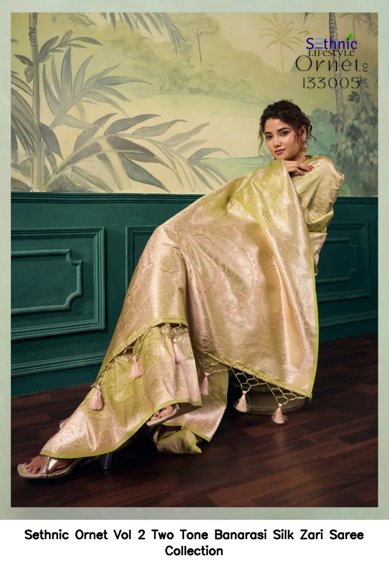 Sethnic Ornet Vol 2 Two Tone Banarasi Silk Zari Saree Collection - Image 24