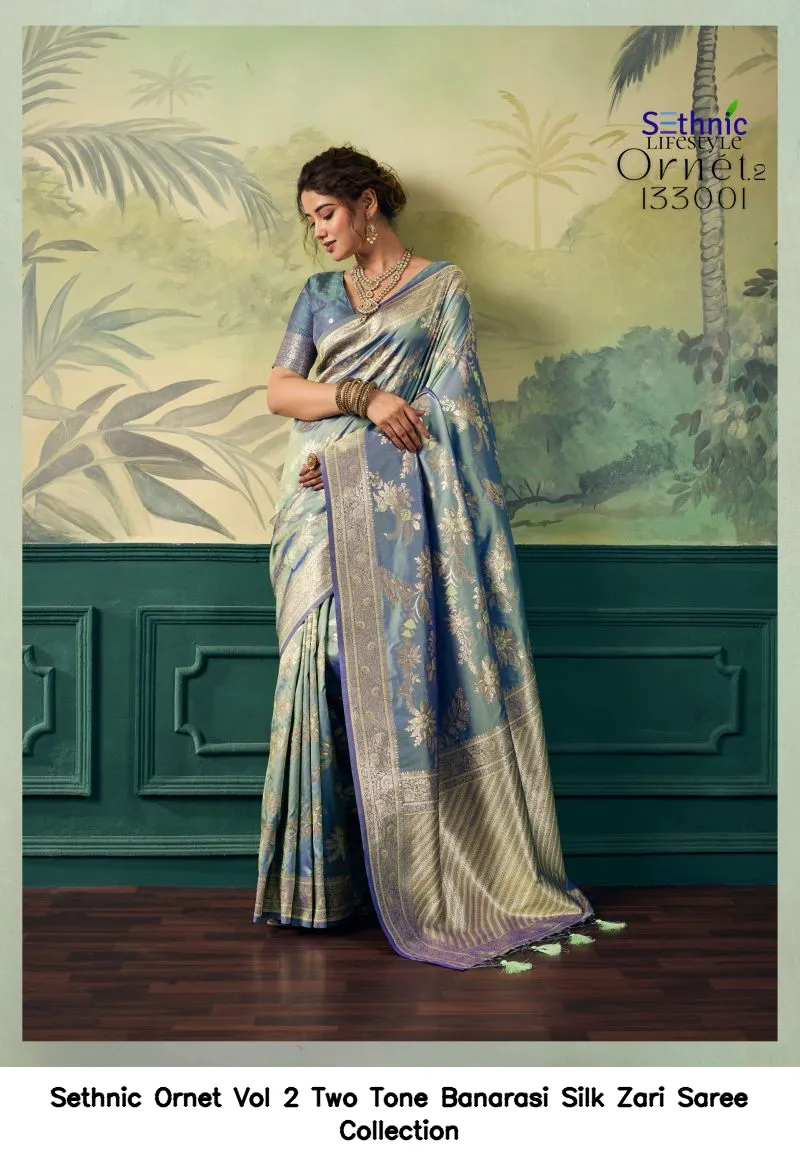 Sethnic Ornet Vol 2 Two Tone Banarasi Silk Zari Saree Collection - Image 25