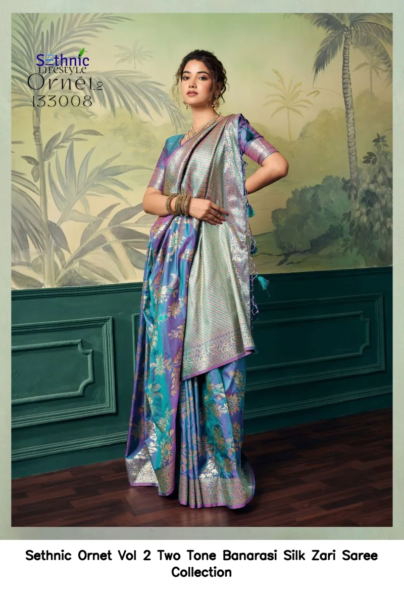 Sethnic Ornet Vol 2 Two Tone Banarasi Silk Zari Saree Collection - Image 27