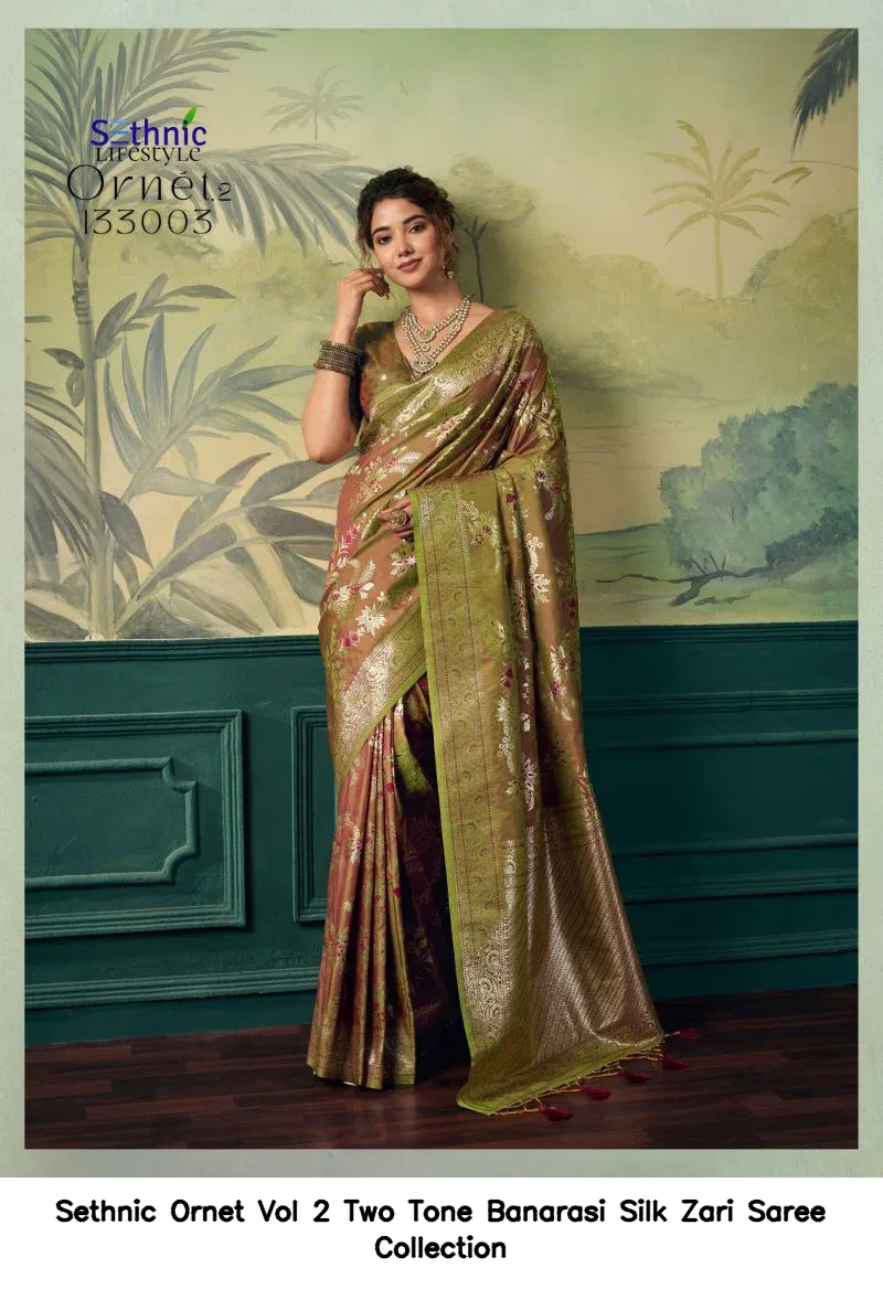 Sethnic Ornet Vol 2 Two Tone Banarasi Silk Zari Saree Collection - Image 28