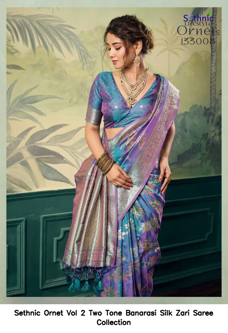 Sethnic Ornet Vol 2 Two Tone Banarasi Silk Zari Saree Collection - Image 29
