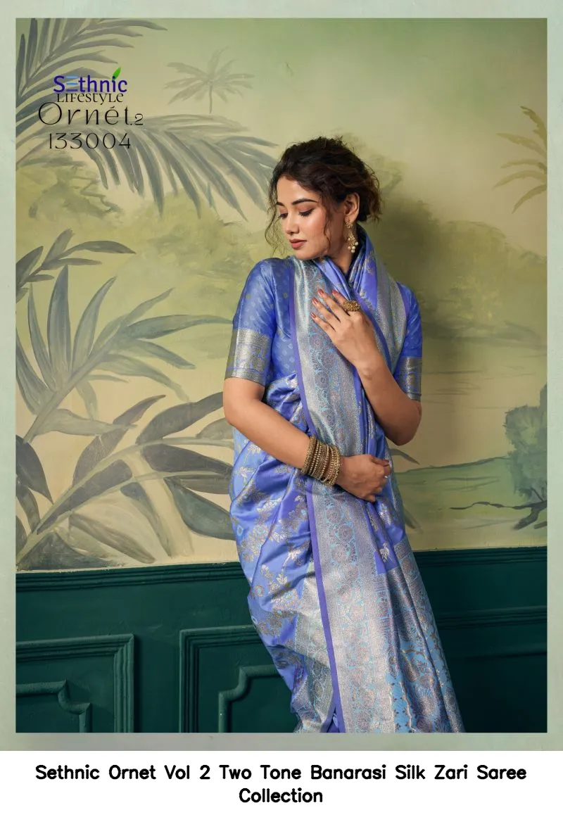 Sethnic Ornet Vol 2 Two Tone Banarasi Silk Zari Saree Collection - Image 30