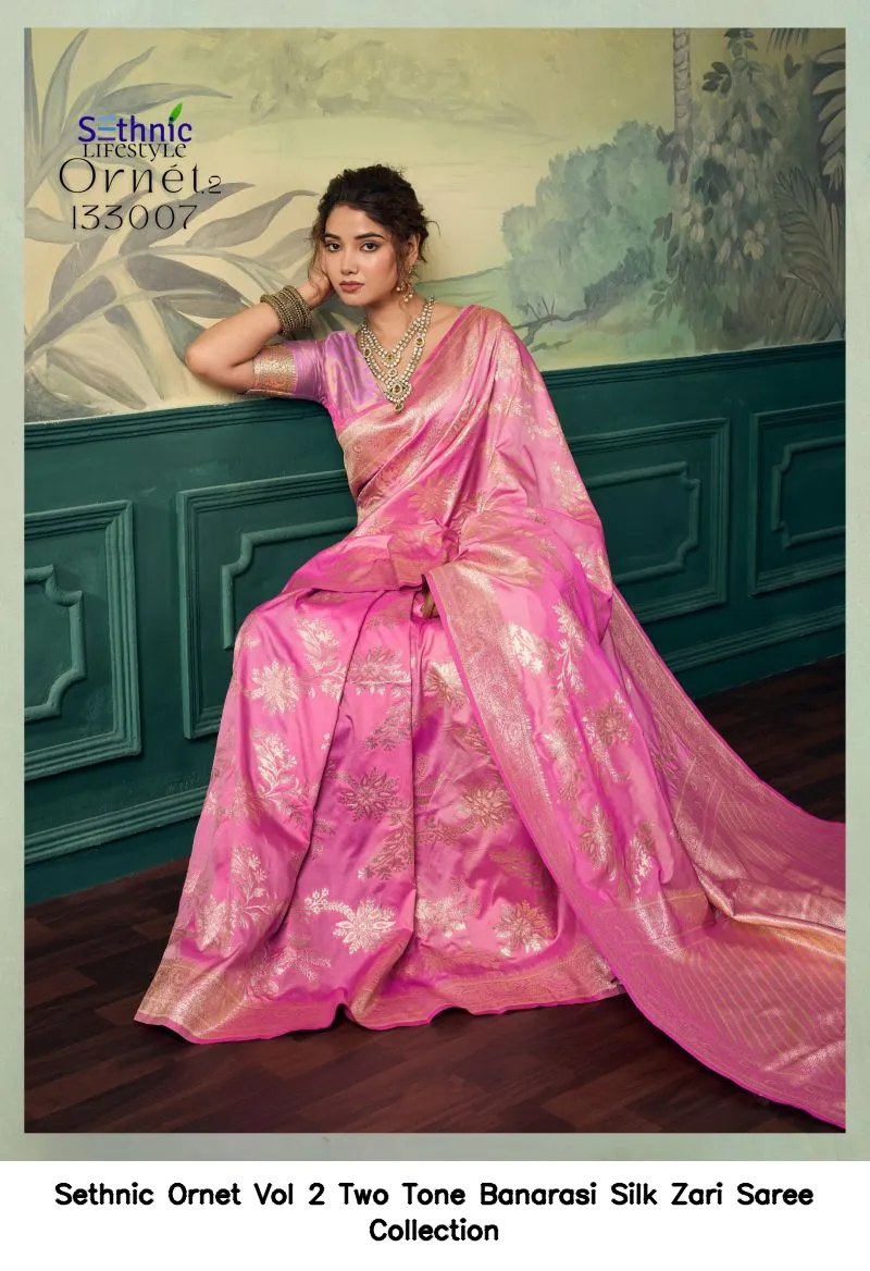 Sethnic Ornet Vol 2 Two Tone Banarasi Silk Zari Saree Collection - Image 31