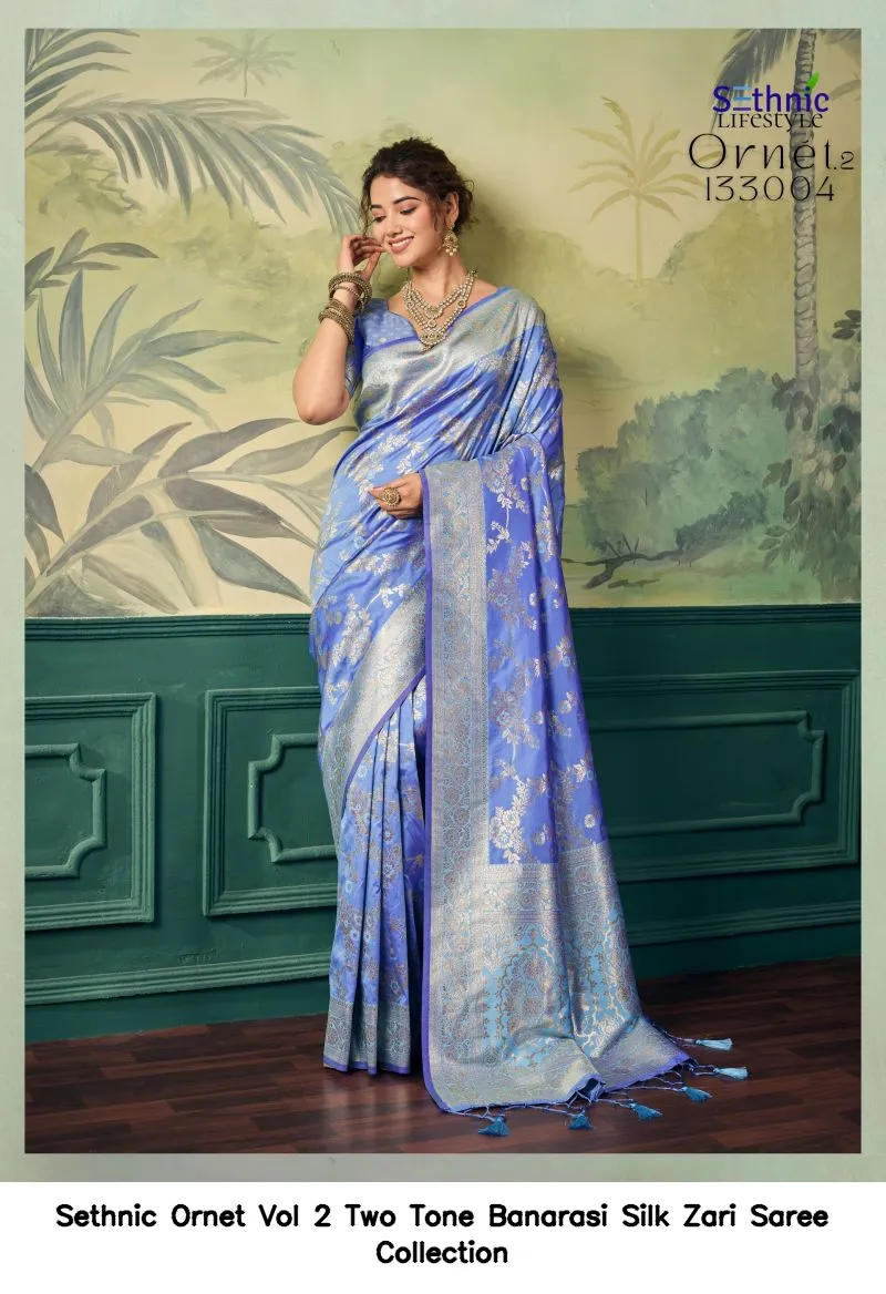 Sethnic Ornet Vol 2 Two Tone Banarasi Silk Zari Saree Collection - Image 4